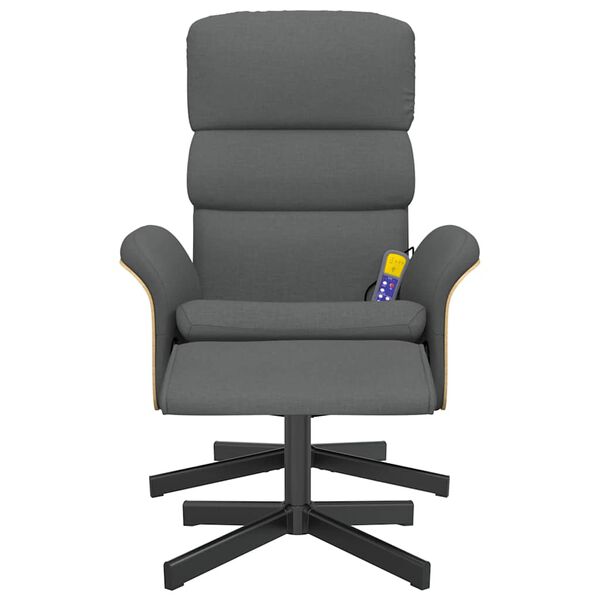 vidaXL Масажен наклоняем стол с табуретка, тъмносив, текстил