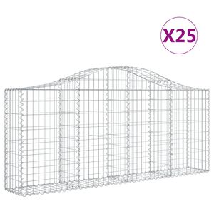 vidaXL Габионни кошници арка 25 бр 200x30x80/100 см поцинковано желязо