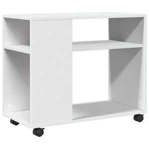 vidaXL Помощна маса с колелца бяла 70x35x60 см инженерно дърво