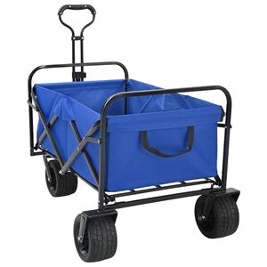 vidaXL Кошница за пазаруване с колела и спирачки Синьо 89 x 63 x 96 см