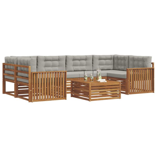 vidaXL Комплект дивани за открито 7 pcs Естествено и светло сиво