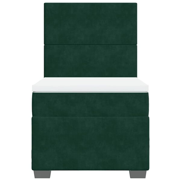 vidaXL Боксспринг легло с матрак, тъмнозелена, 90x190 см, кадифе