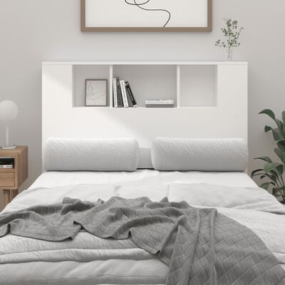 vidaXL Табла за легло тип шкаф, бяла, 120x18,5x102,5 см