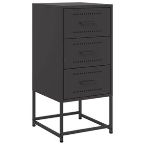 vidaXL Нощно шкафче, черно, 36x39x78 см, стомана