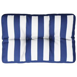 vidaXL Палетна възглавница синьо-бяло райе 50x40x12 см плат