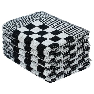 vidaXL Комплект кърпи от 10 части, черен и бял, памук