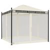vidaXL Беседка с мрежести стени, кремава, 2,93x2,93 м, стомана