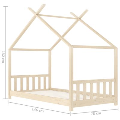 vidaXL Рамка за детско легло, бор масив, 70x140 см