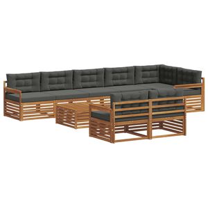 vidaXL Комплект дивани за открито 9 pcs Натурален и Антрацит