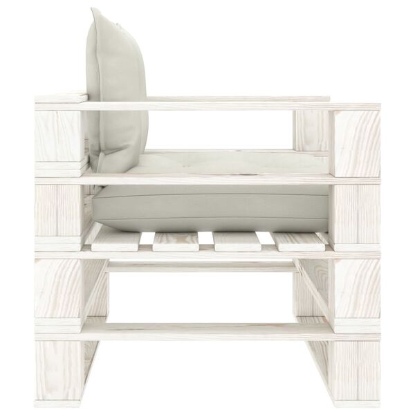 vidaXL Градински палетен диван с бежови възглавници, дърво