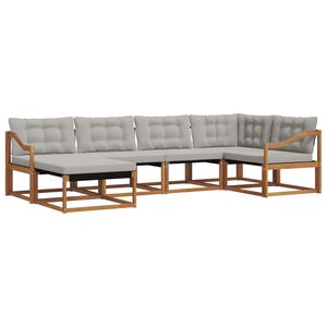 vidaXL Комплект дивани за открито 6 pcs Естествено и светло сиво