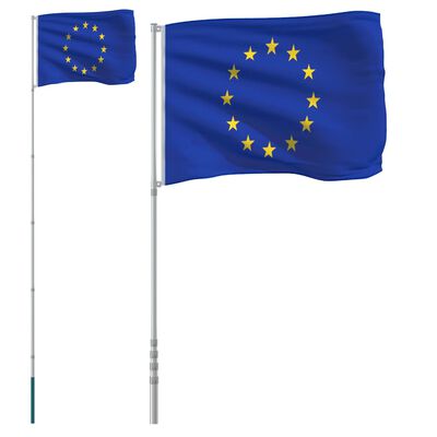 vidaXL Флаг на Европа и стълб 5,55 м алуминий
