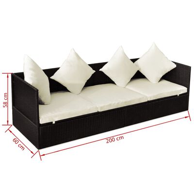 vidaXL Градински диван с възглавници, кафяв полиратан