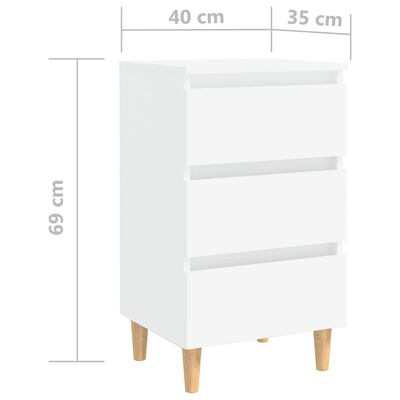 vidaXL Нощни шкафчета с крака от дървен масив, 2 бр, бели, 40x35x69 см