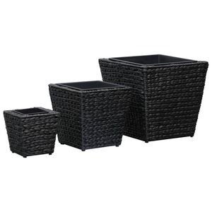vidaXL Повдигнати лехи, 3 бр, воден хиацинт, черни