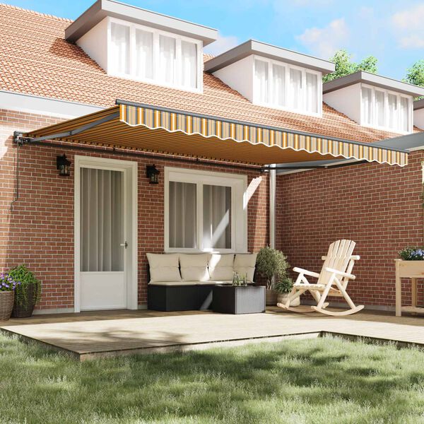 vidaXL Сгъваем навес Жълт и Сив 450 &times; 300 cm Алуминий и Тъкан