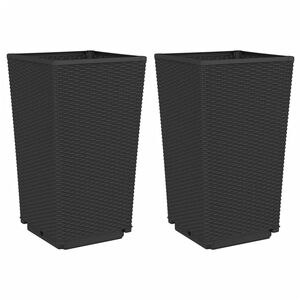vidaXL Градински кашпи, 2 бр, черни, 32,5x32,5x57 см, PP