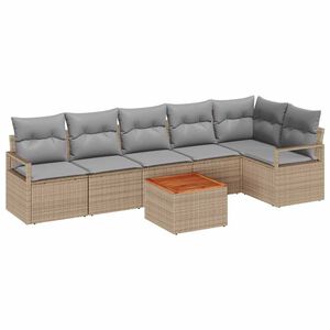 vidaXL Градински Софа Комплект с възглавница 7 pcs Бежово полиратан
