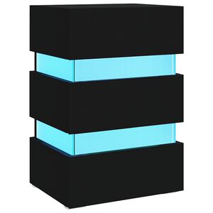 vidaXL Нощно шкафче с LED, черно, 45x35x67 см, инженерно дърво