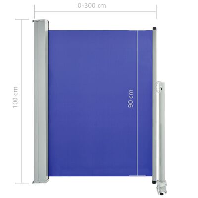 vidaXL Прибираща се дворна странична тента, 100х300 см, синя