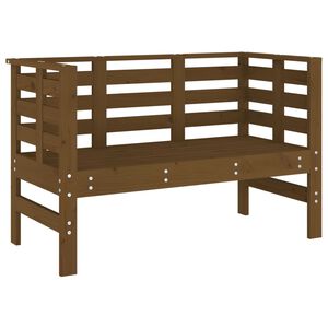 vidaXL Градинска пейка, меденокафява, 111,5x53x71 см, бор масив