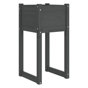 vidaXL Плантер, сив, 40x40x81 см, борово дърво масив