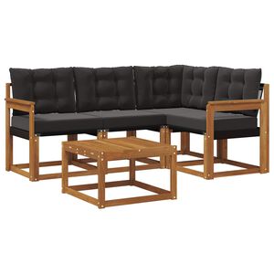 vidaXL Комплект дивани за открито 5 pcs Естествено и черно