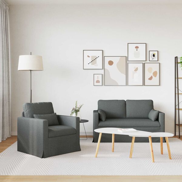 vidaXL Комплект дивани 2 pcs Тъмен сив 139 x 78 x 80 см текстил