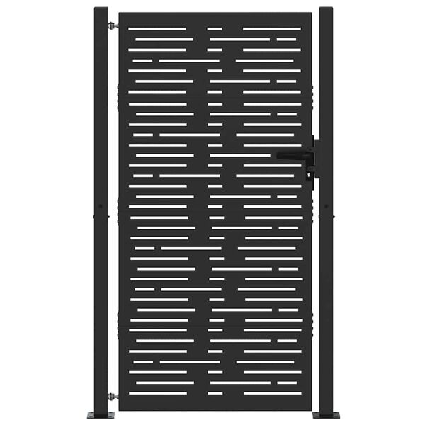 vidaXL Градинска врата Черно 85 x 180 см Прахово боядисана стомана