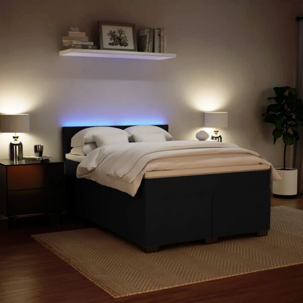 vidaXL Боксспринг легло с матрак, черно, 160x200 см, кадифе