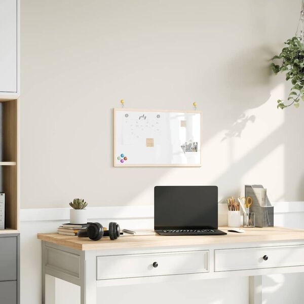 vidaXL Магнитна бяла дъска с рамка от масивна борова дървесина 60x40 см