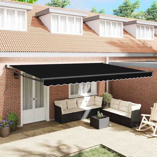 vidaXL Сенник Черно 500 x 300 x 165 см Полиестер и метал