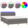 vidaXL Боксспринг легло с матрак и LED, тъмносиво, 140x190 см, плат