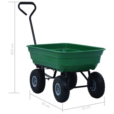 vidaXL Градинска ръчна количка, 300 кг, 75 л, зелена