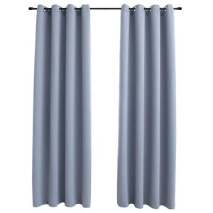 vidaXL Затъмняващи завеси с метални халки, 2 бр, сиви, 140x225 см