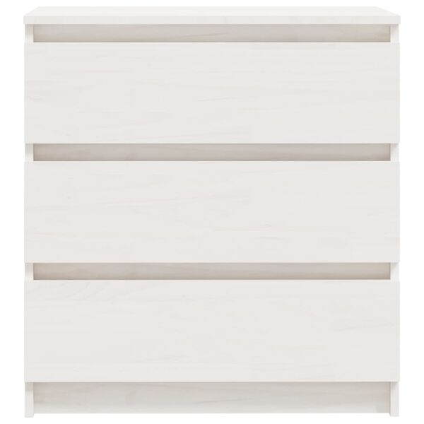 vidaXL Нощно шкафче, бяло, 60x36x64 см, бор масив