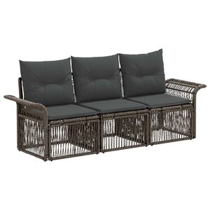 vidaXL Градински Софа Комплект 3 pcs Сиво полиратан