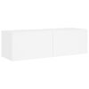 vidaXL ТВ стенни шкафове, 3 части, с LED светлини, бели