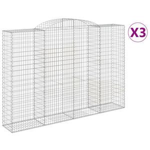 vidaXL Габионни кошници арка 3 бр 300x50x200/220 см поцинковано желязо