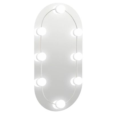 vidaXL Огледало с LED лампи, 60x30 см, стъкло, овално