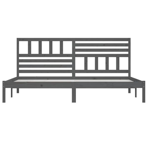 vidaXL Рамка за легло, сива, бор масив, 200х200 см