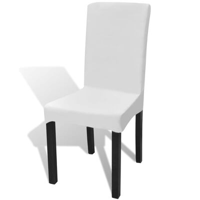 vidaXL 6 бр покривни еластични калъфи за столове, бели