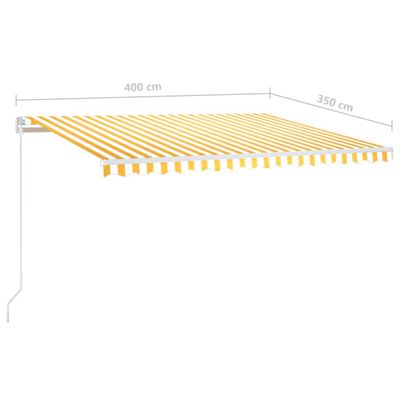 vidaXL Ръчно прибиращ се сенник, 400x350 см, жълто и бяло