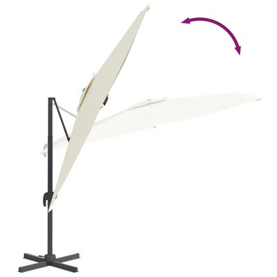 vidaXL Конзолен чадър с алуминиев прът, пясъчнобял, 300x300 см