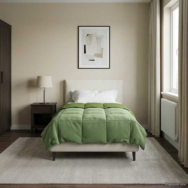 vidaXL Летен юрган Патичено Зелен 135 x 220 см Микрофибър