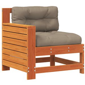 vidaXL Градинско кресло с подлакътник с възглавница восъчнокафяв бор