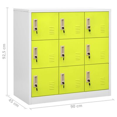 vidaXL Заключващи шкафове 2 бр светлосиво/зелено 90x45x92,5 см стомана