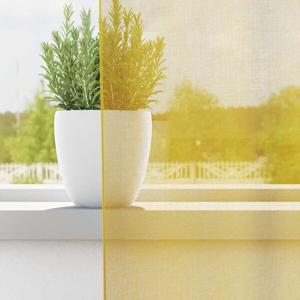 vidaXL Пердета от воал с втулки, 2 бр, жълто