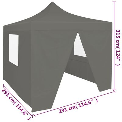 vidaXL Сгъваема парти шатра с 4 странични стени, 3х3 м, антрацит