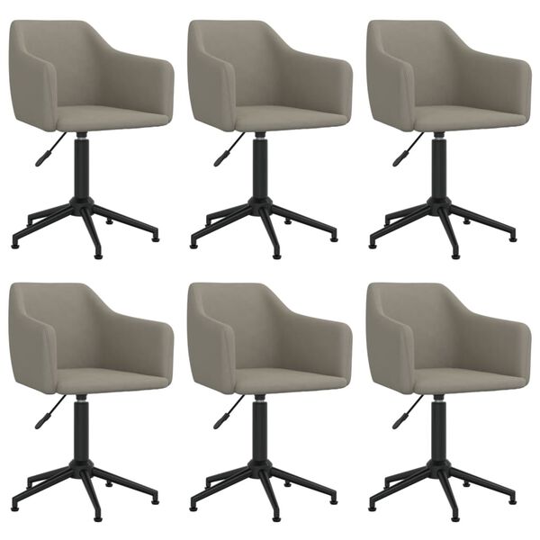 vidaXL Въртящи се трапезни столове, 6 бр, светлосиви, кадифе
